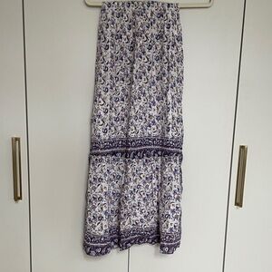Elegant Floral Maxi Skirt - Purple and White